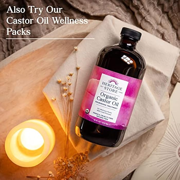 HERITAGE STORE Organic Castor Oil - 32oz Glass Bottle - Nourishing Treatment for Hair and Skin Care - Eyelash Serum for Eyelashes and Brows - Cold Pressed, Hexane Free, Vegan - 32oz - Image 5